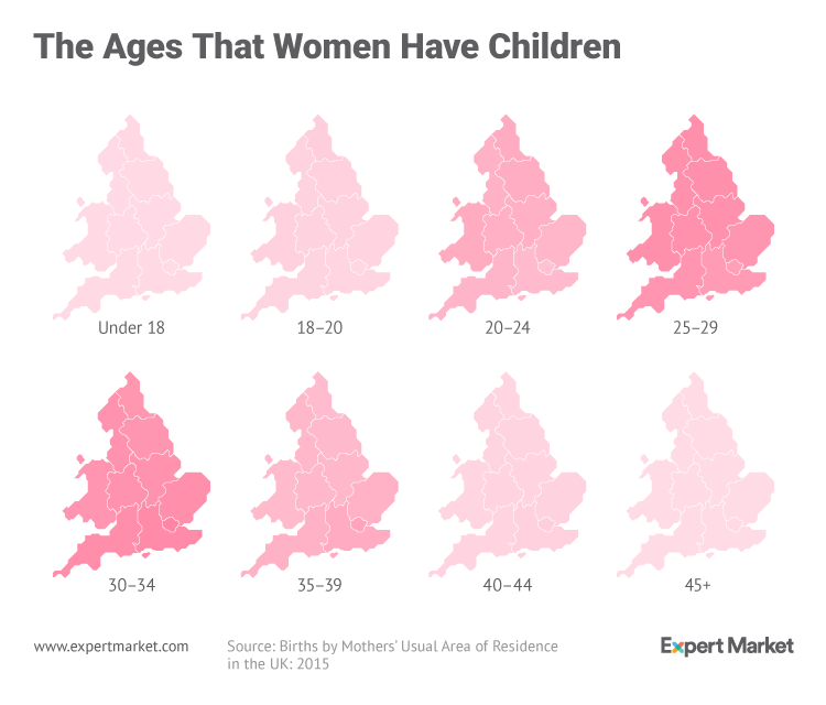 Диаграмма ‘The Ages That Women Have Children’ — раскадровка фоновых картограмм